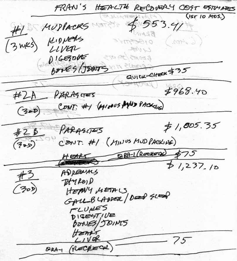 Cost estimate page 1